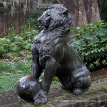 Modern Decoration Life Size Garden Bronze Sitting Lion Statue with ball